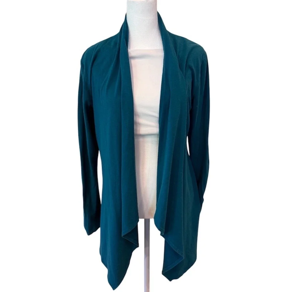 Coolibar UPF 50+ Sun Protection Cardigan Teal Blue Wrap Jacket Women's Medium